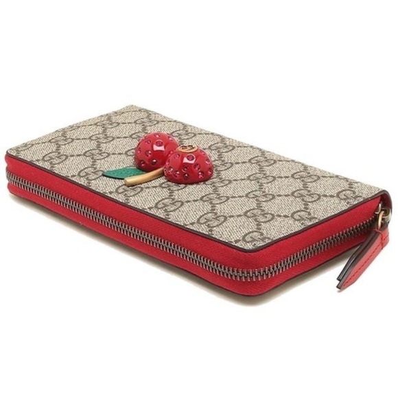 Gucci GG Supreme Canvas Zip Around Wallet with Cherries - Picture 3 of 14